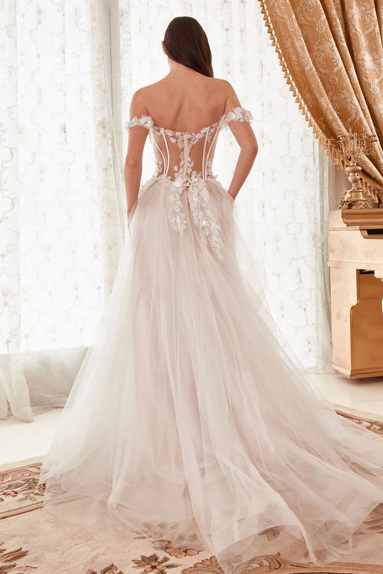 Off The Shoulder Floral A-Line Bridal Gown
