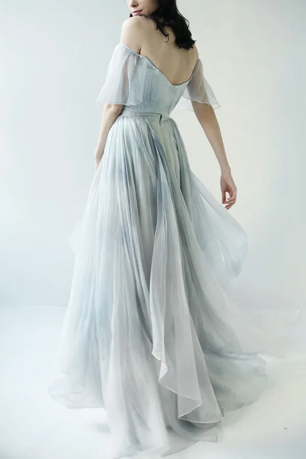Off the Shoulder Ombre Beach Wedding Dresses, MW284