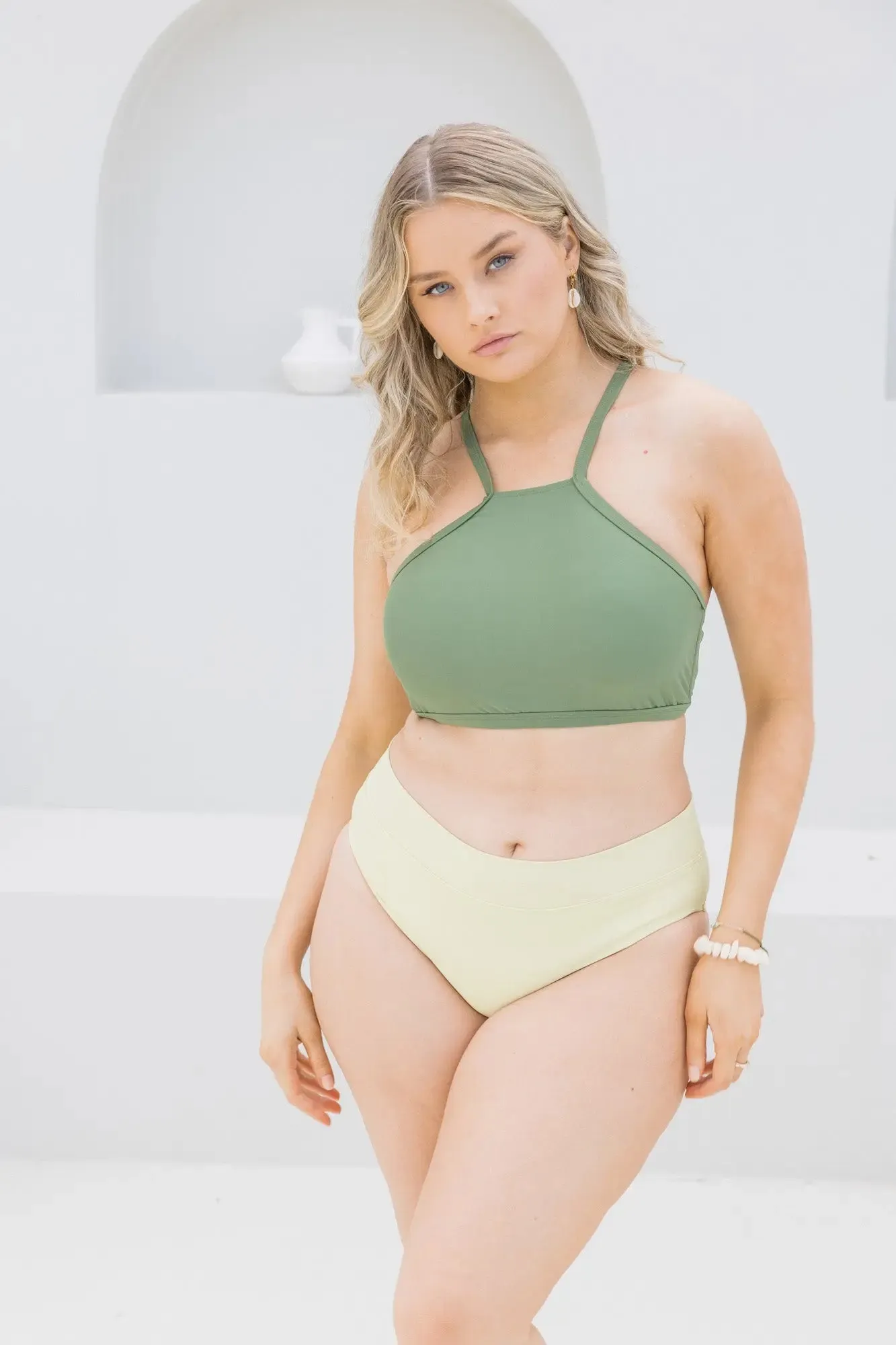 Olive High Neck Top