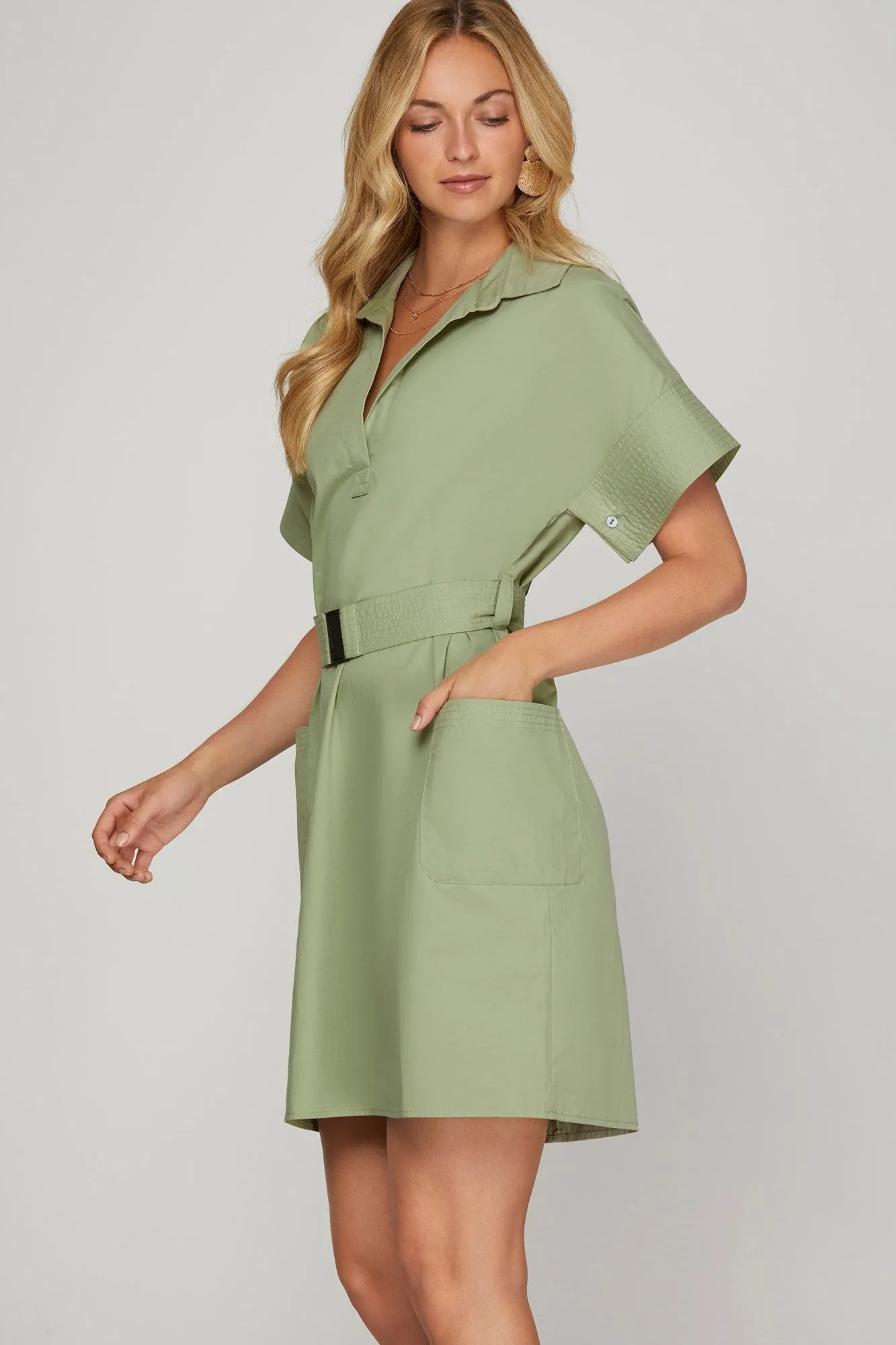 Olive Shirt Dress