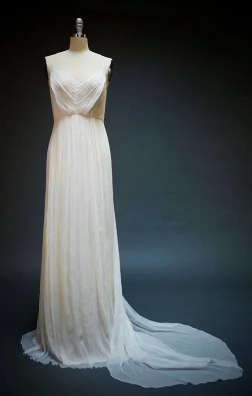 ON6150 Ethereal Sheer V-neck Trained Wedding Dress