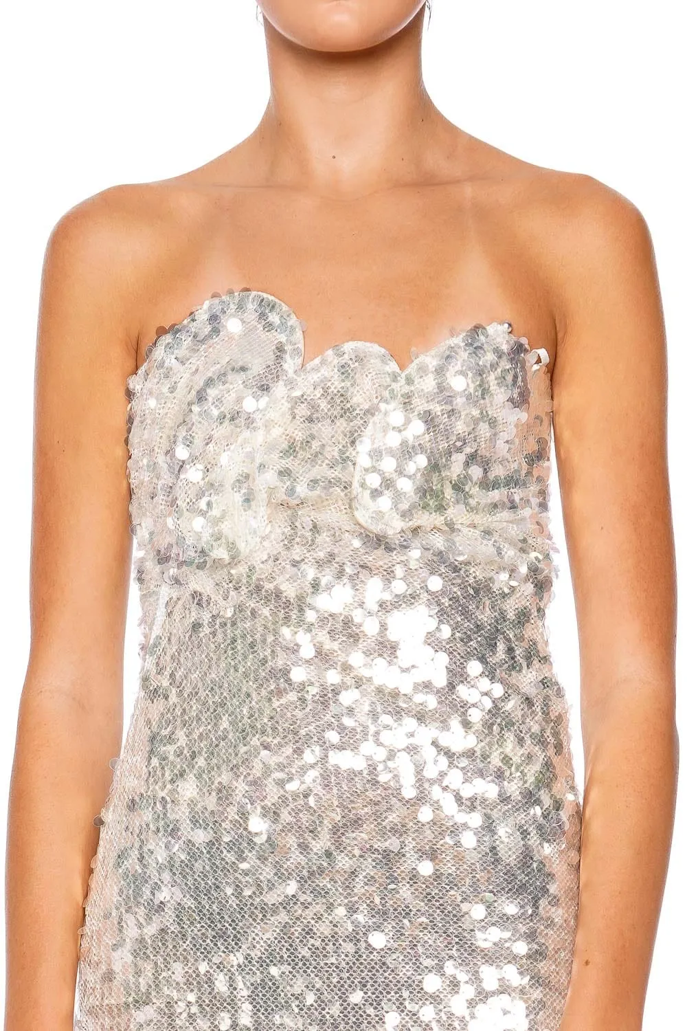 Opaline Sculptural Strapless Sequin Gown