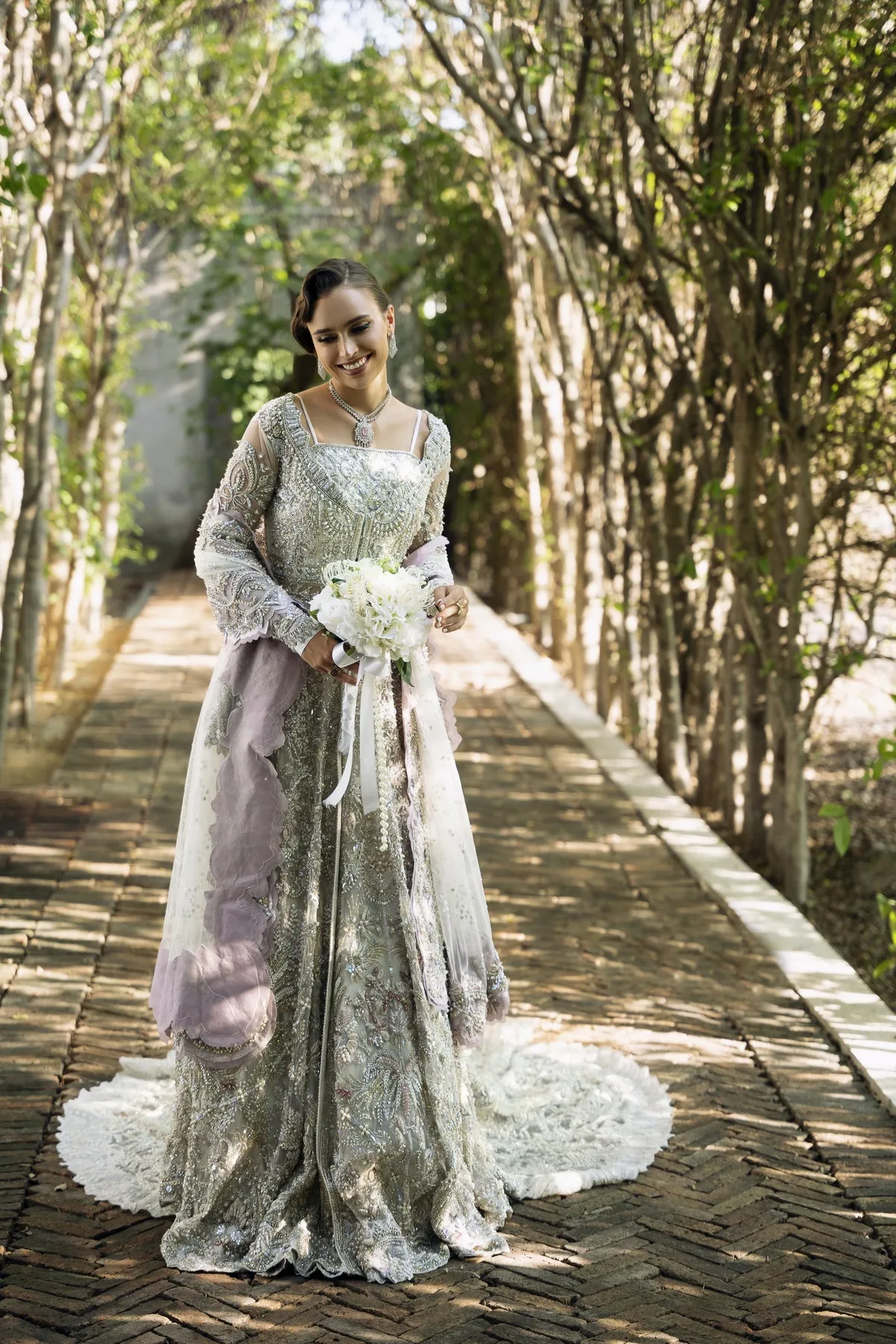Open Gown and Lehenga Dupatta Pakistani Bridal Dress