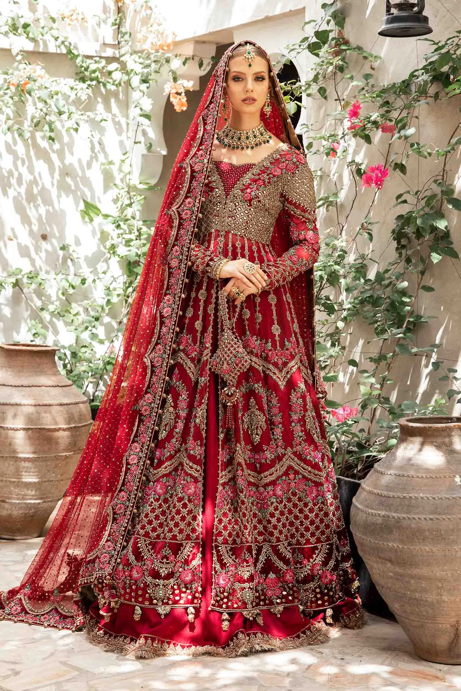 Open Gown with Lehenga Dupatta Pakistani Bridal Dress