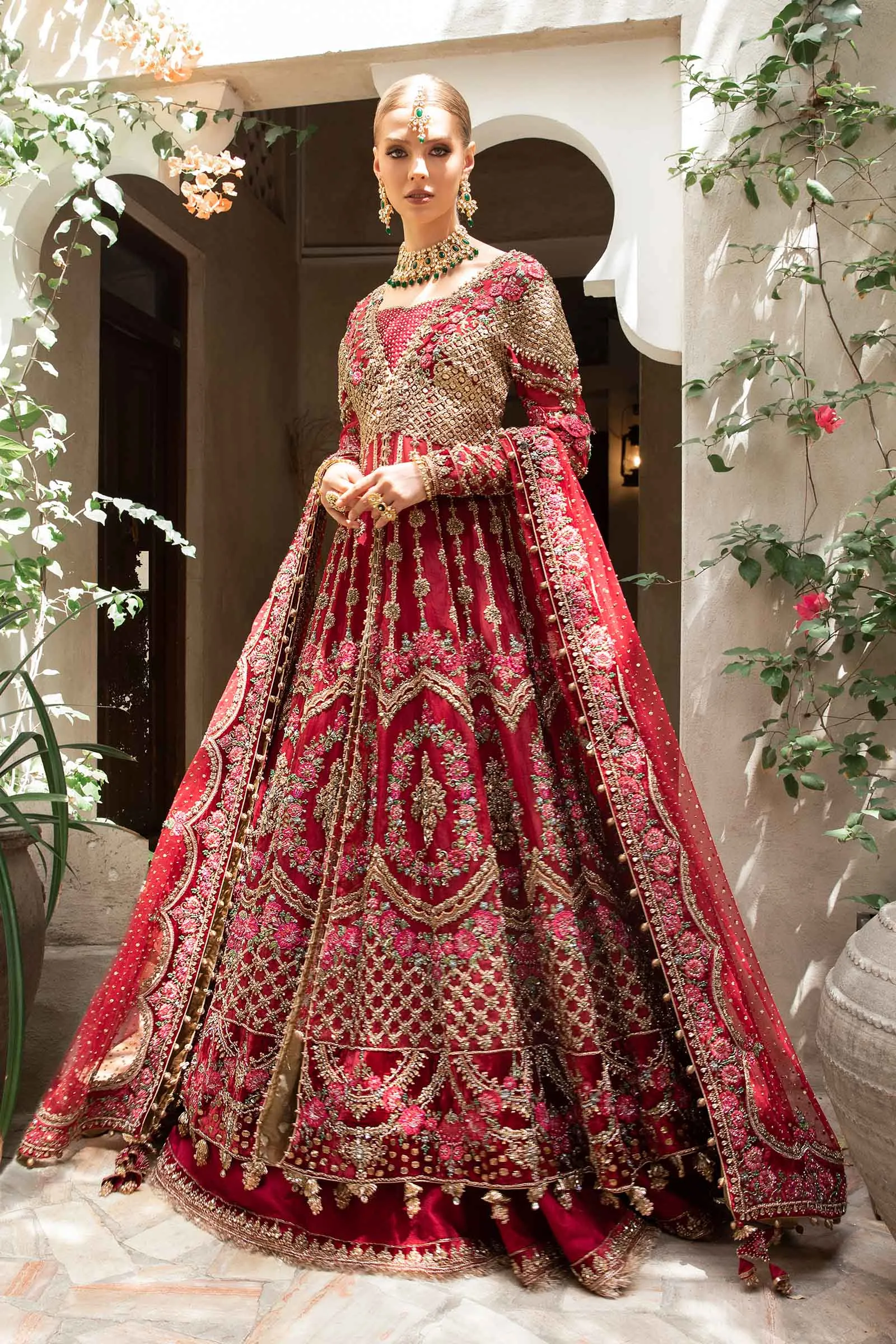 Open Gown with Lehenga Dupatta Pakistani Bridal Dress