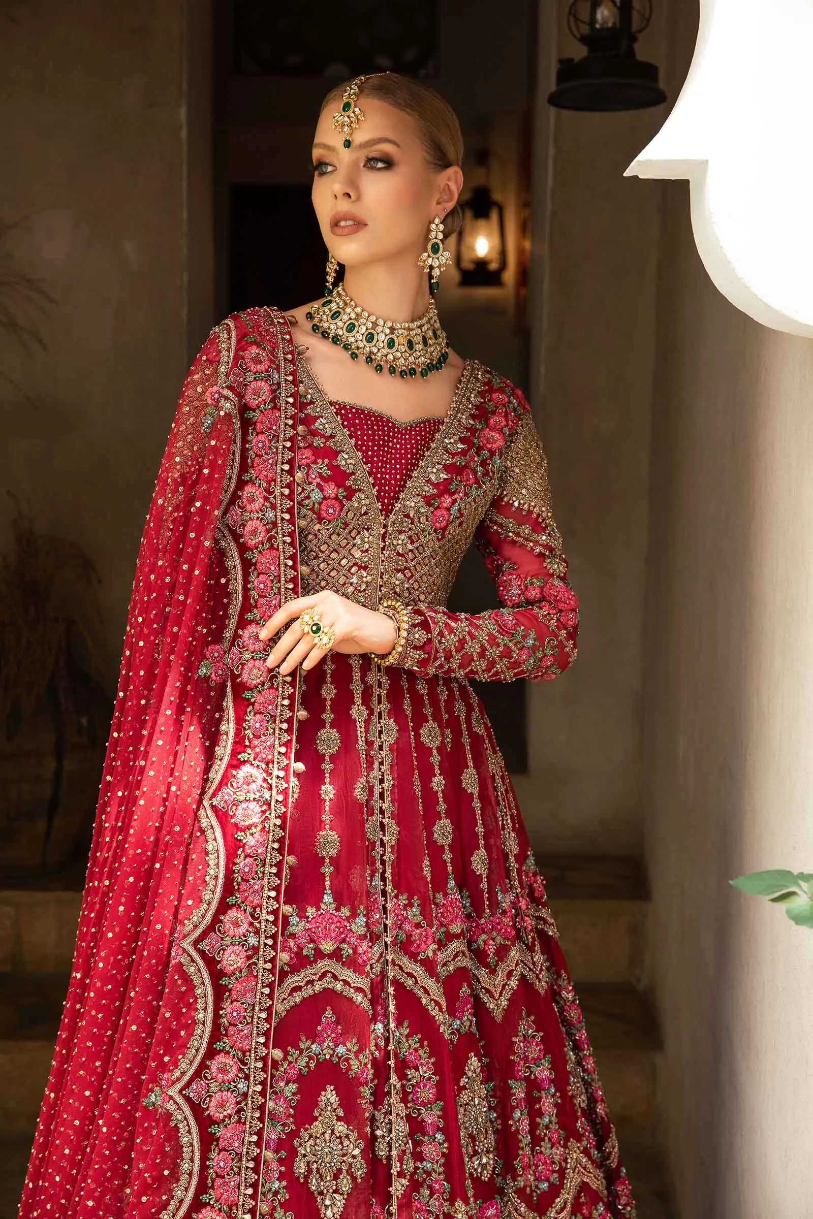 Open Gown with Lehenga Dupatta Pakistani Bridal Dress