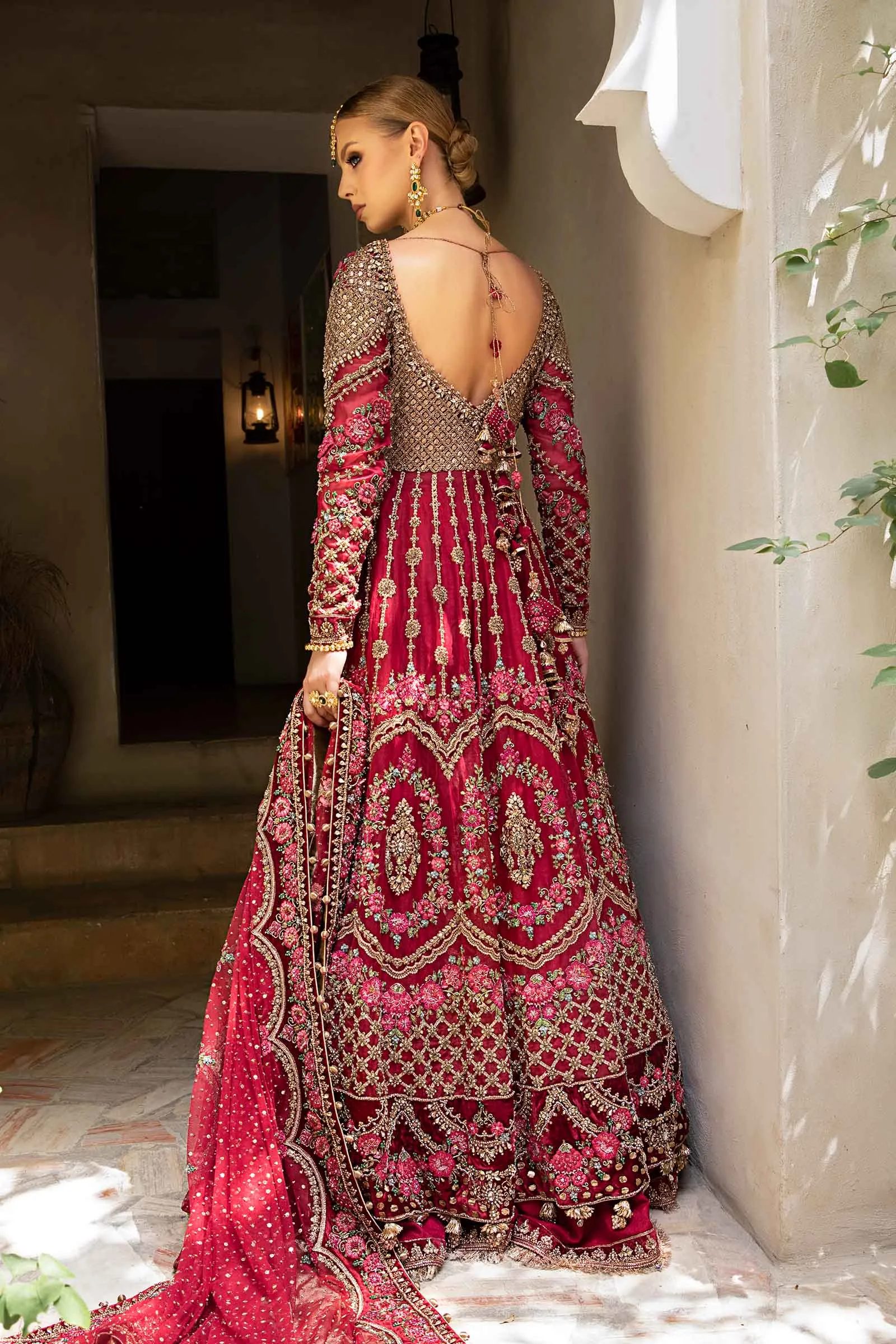 Open Gown with Lehenga Dupatta Pakistani Bridal Dress