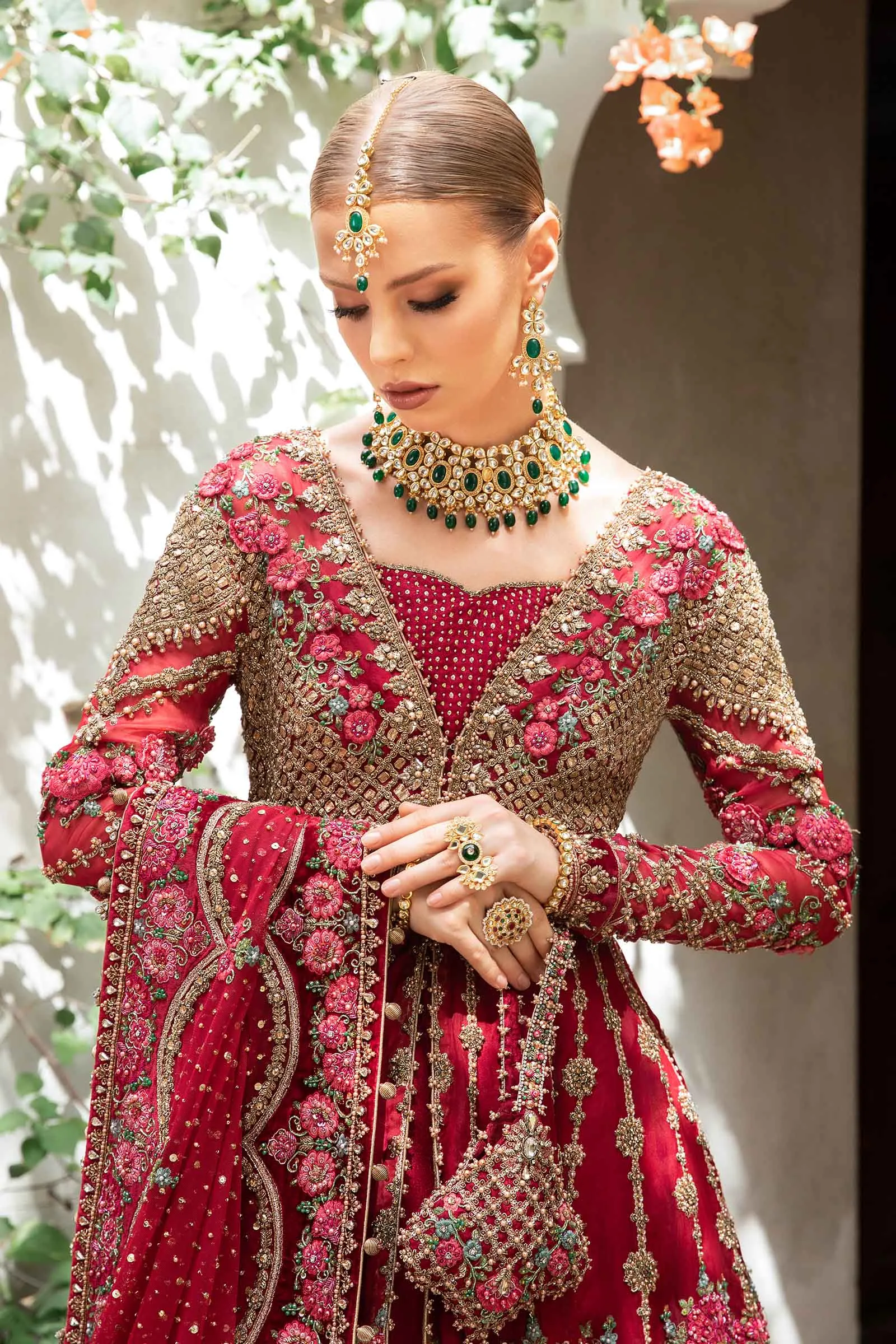 Open Gown with Lehenga Dupatta Pakistani Bridal Dress