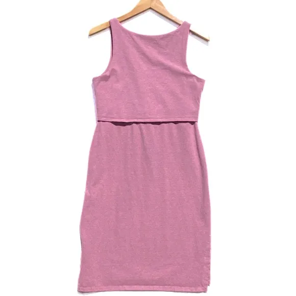 PACT Women’s Pink Tie Front Midi Dress Sustainable Organic Cotton size medium