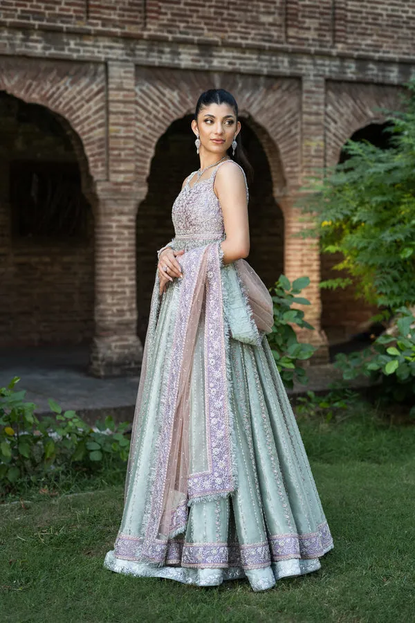 Pakistani Bridal Dress in Gown Dupatta Lehenga Style