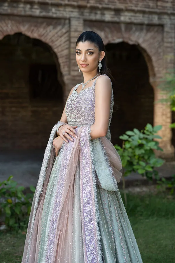 Pakistani Bridal Dress in Gown Dupatta Lehenga Style