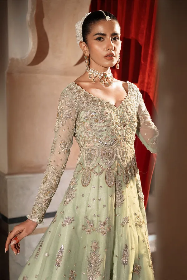 Pakistani Bridal Dress in Green Lehenga Gown Style