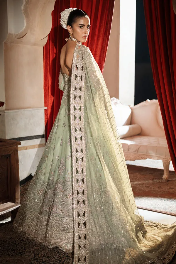 Pakistani Bridal Dress in Green Lehenga Gown Style