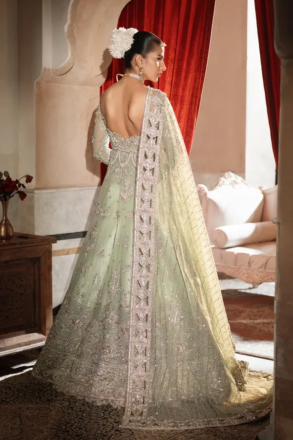 Pakistani Bridal Dress in Green Lehenga Gown Style