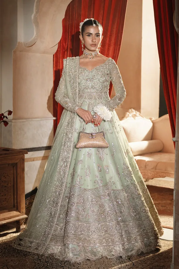 Pakistani Bridal Dress in Green Lehenga Gown Style