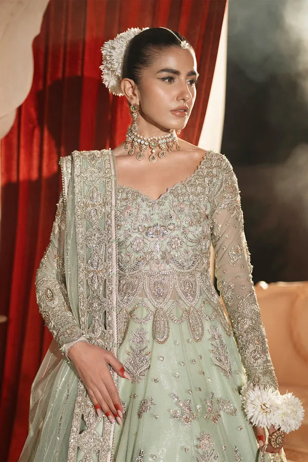 Pakistani Bridal Dress in Green Lehenga Gown Style