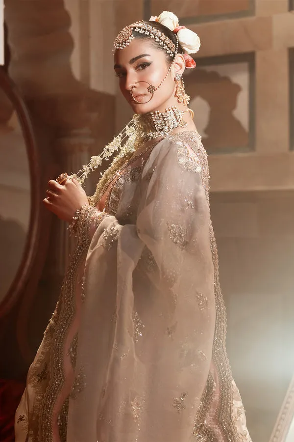 Pakistani Bridal Dress in Open Gown and Lehenga Style