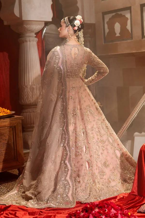 Pakistani Bridal Dress in Open Gown and Lehenga Style
