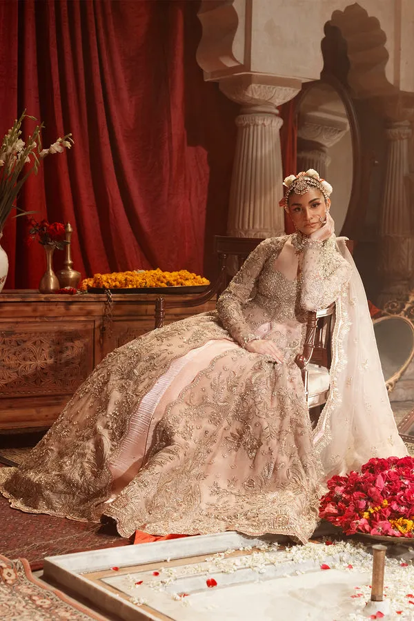 Pakistani Bridal Dress in Open Gown and Lehenga Style