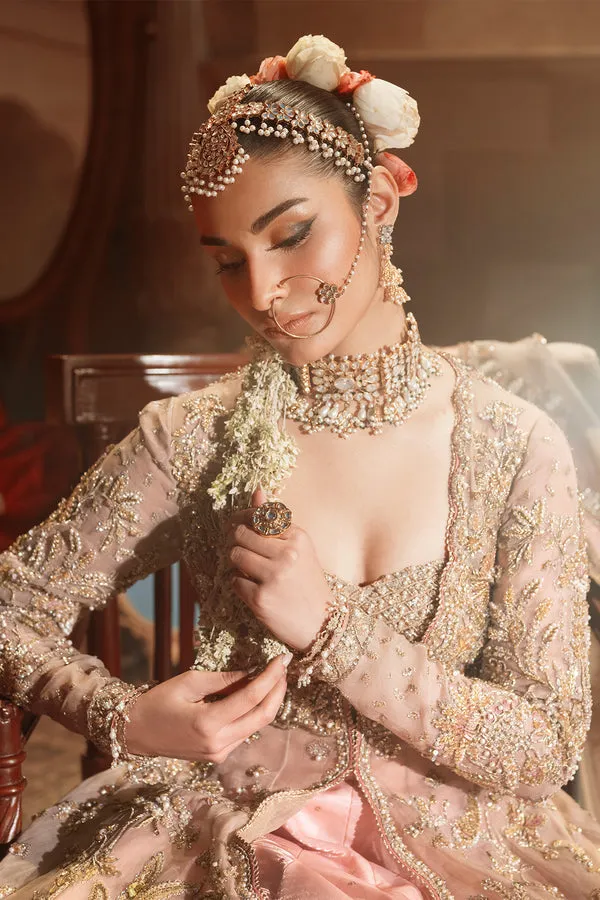 Pakistani Bridal Dress in Open Gown and Lehenga Style