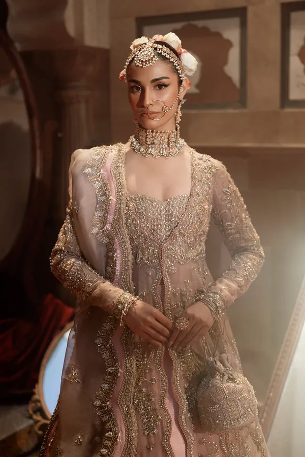 Pakistani Bridal Dress in Open Gown and Lehenga Style