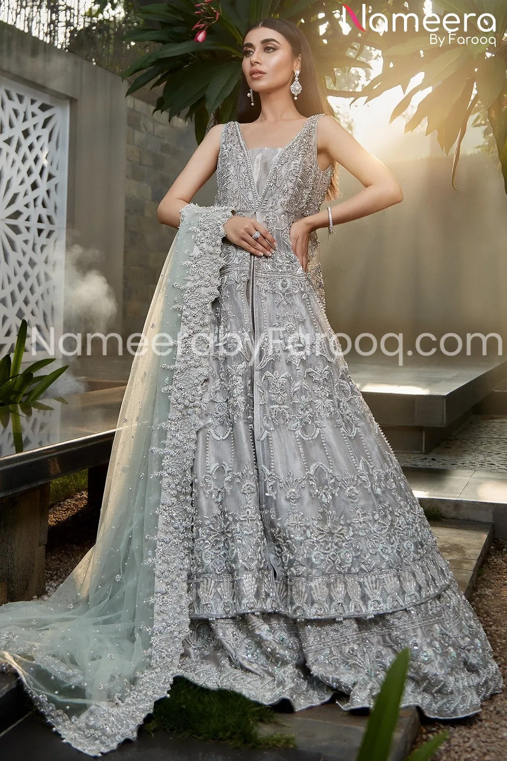 Pakistani Bridal Dresses Online UK in Sharara #BN141