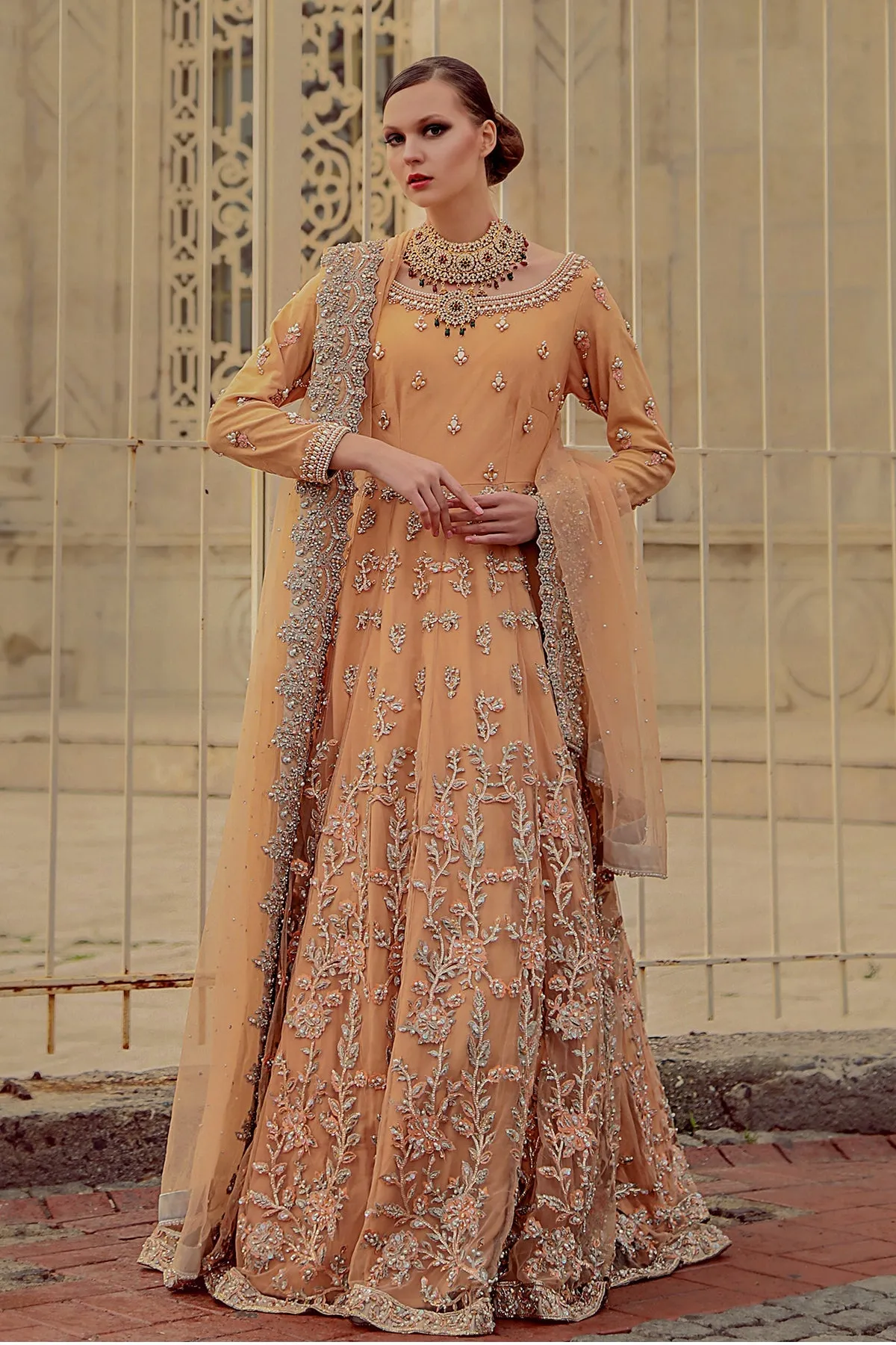 Pakistani Bridal Gown with Lehenga and Dupatta #BS902