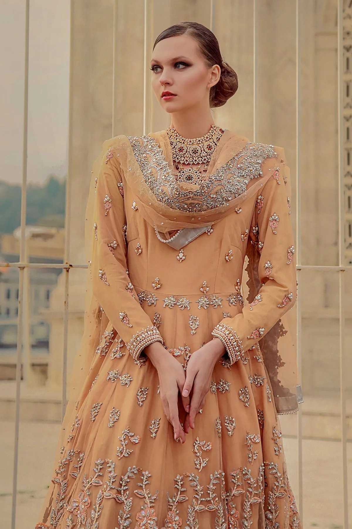 Pakistani Bridal Gown with Lehenga and Dupatta #BS902
