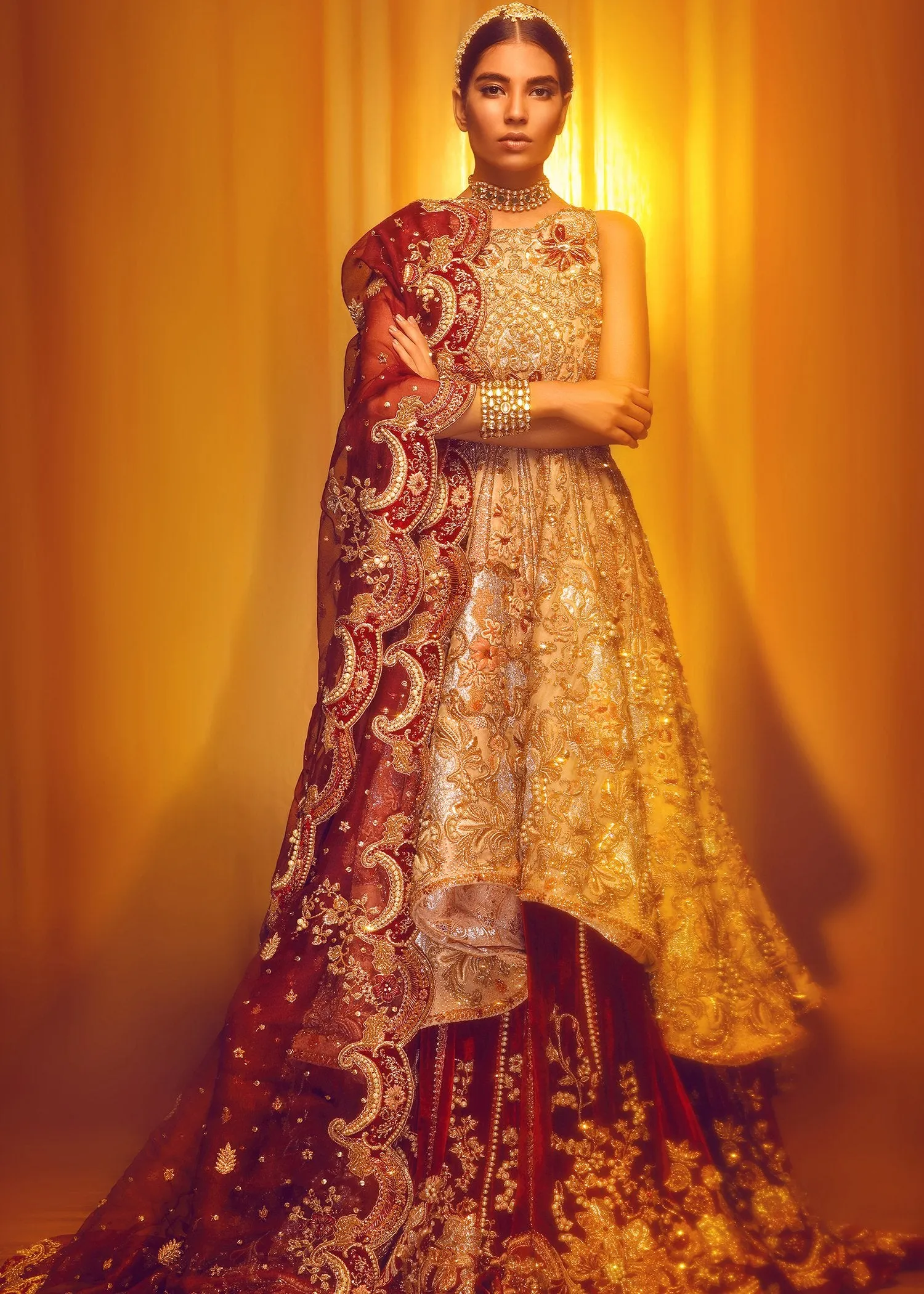 Pakistani Bridal Gown with Lehnga for Wedding #J5142