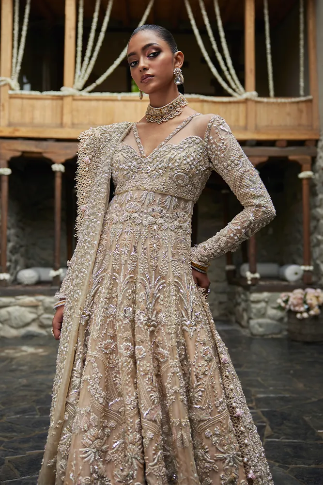 Pakistani Bridal Lehenga Dupatta and Gown Wedding Dress