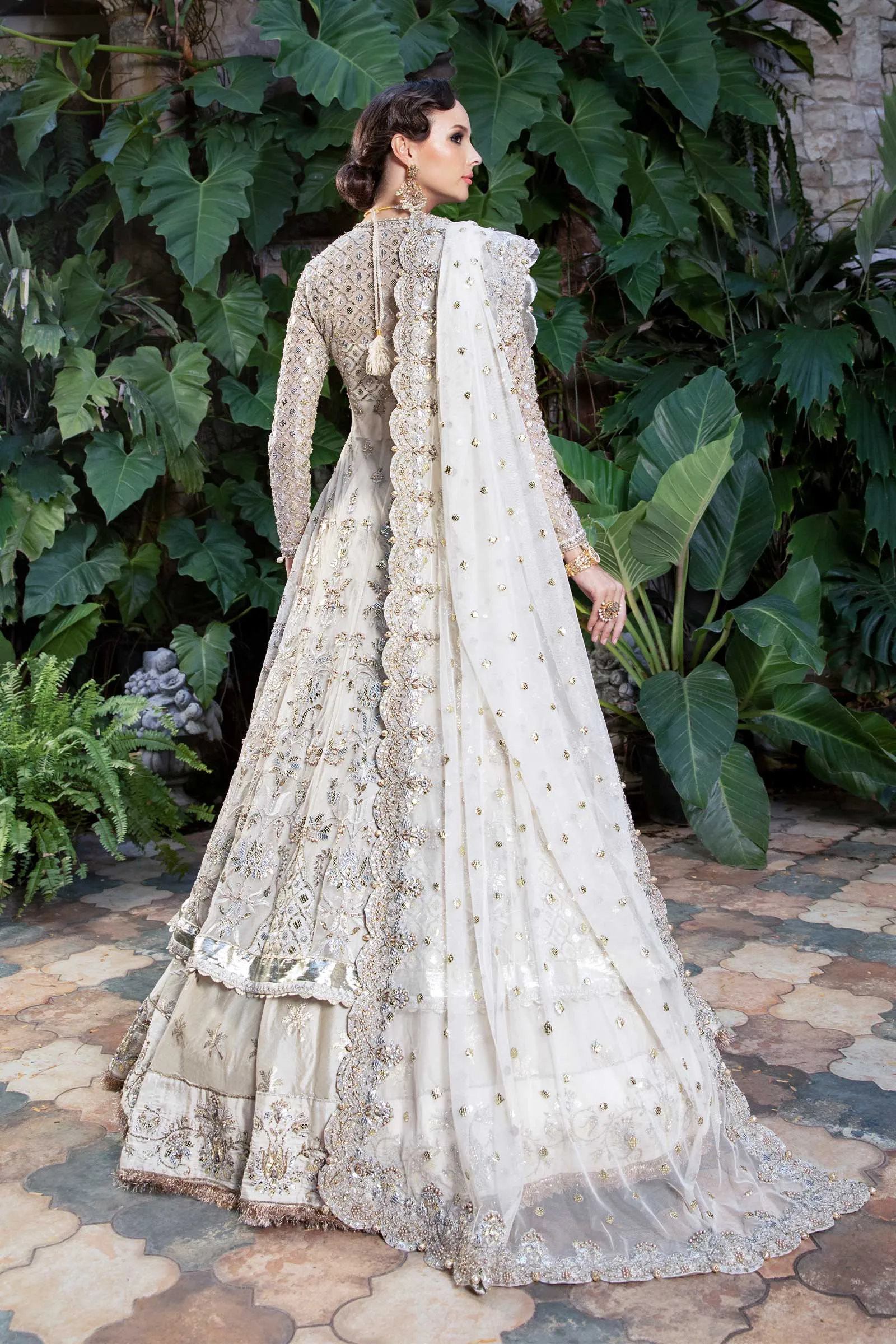 Pakistani Bridal Lehenga Gown and Dupatta Wedding Dress