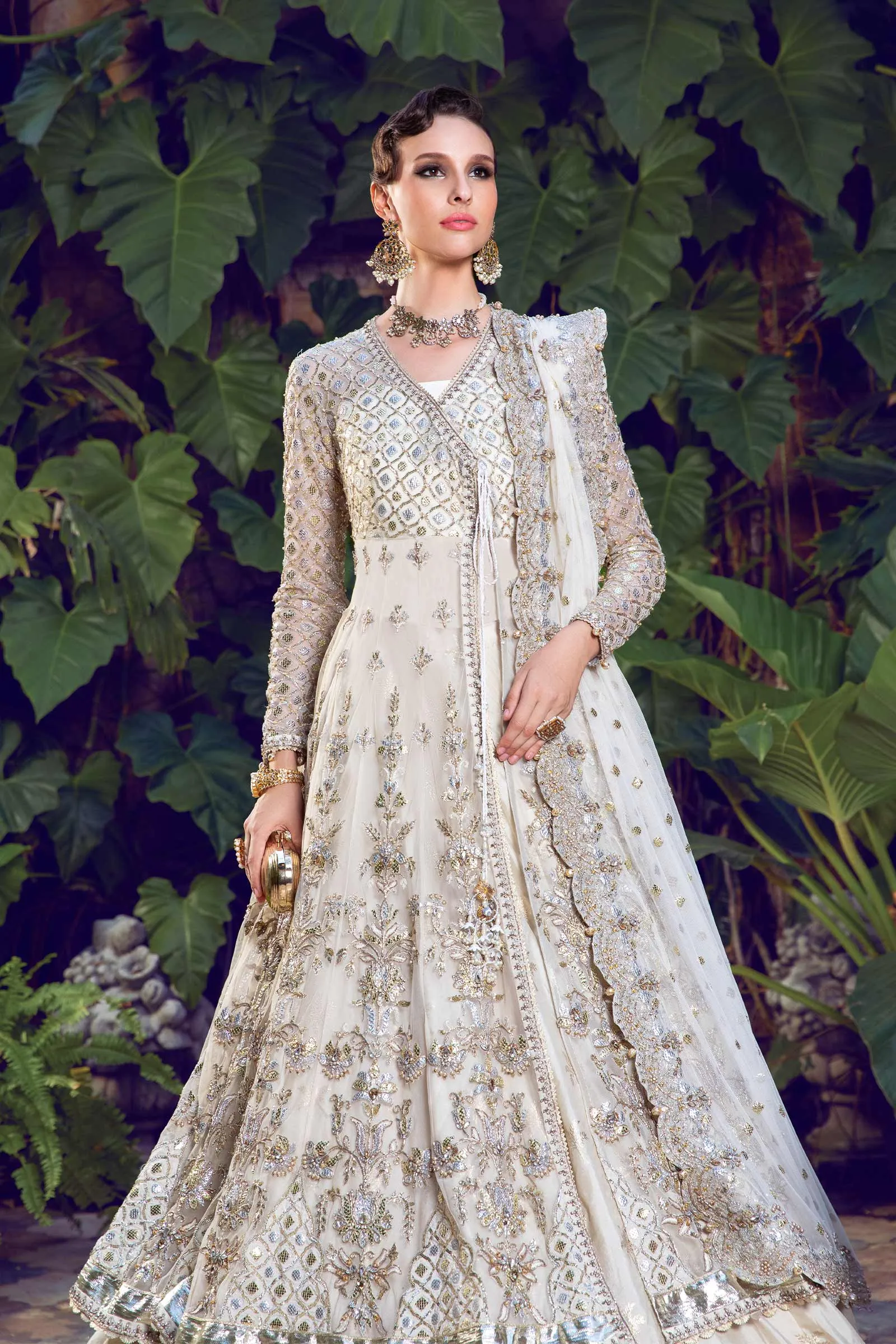 Pakistani Bridal Lehenga Gown and Dupatta Wedding Dress