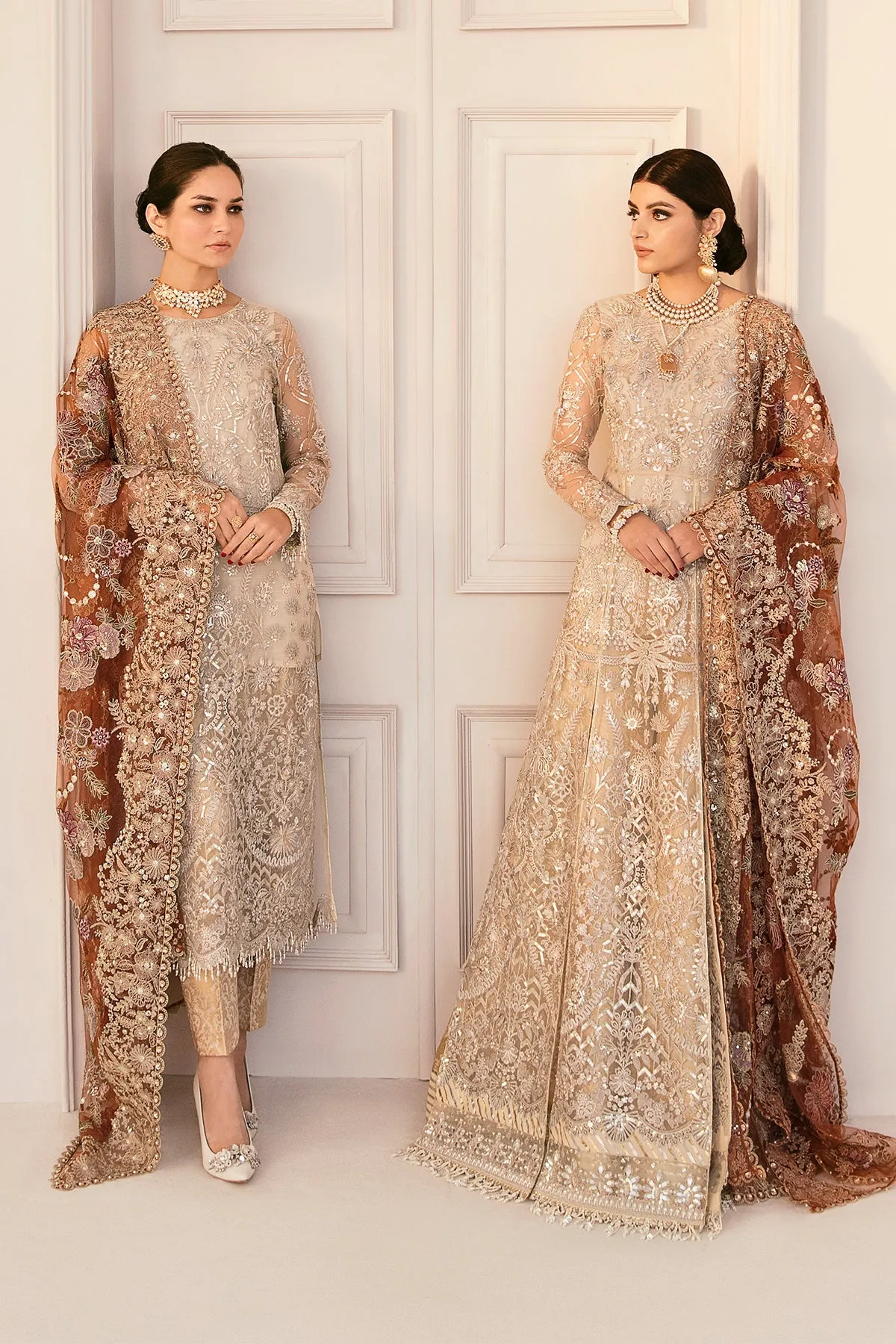 Pakistani Party Dress in Net Kameez and Trouser Style