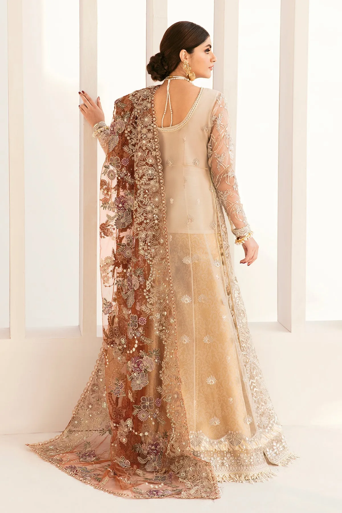 Pakistani Party Dress in Net Kameez and Trouser Style