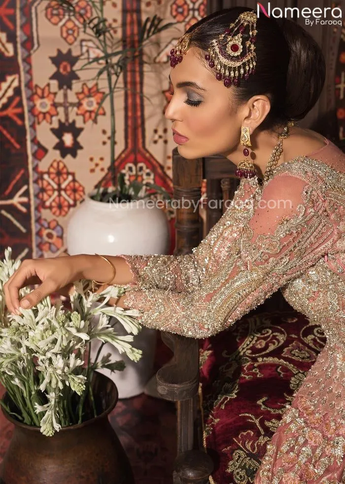 Pakistani Peach Colour Bridal Lehenga Dress #BN959