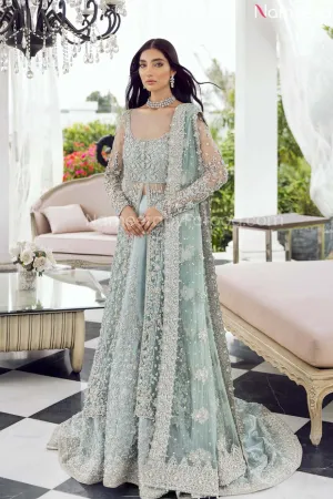 Pakistani Powder Blue Lehenga Choli Bridal Dress #BN986
