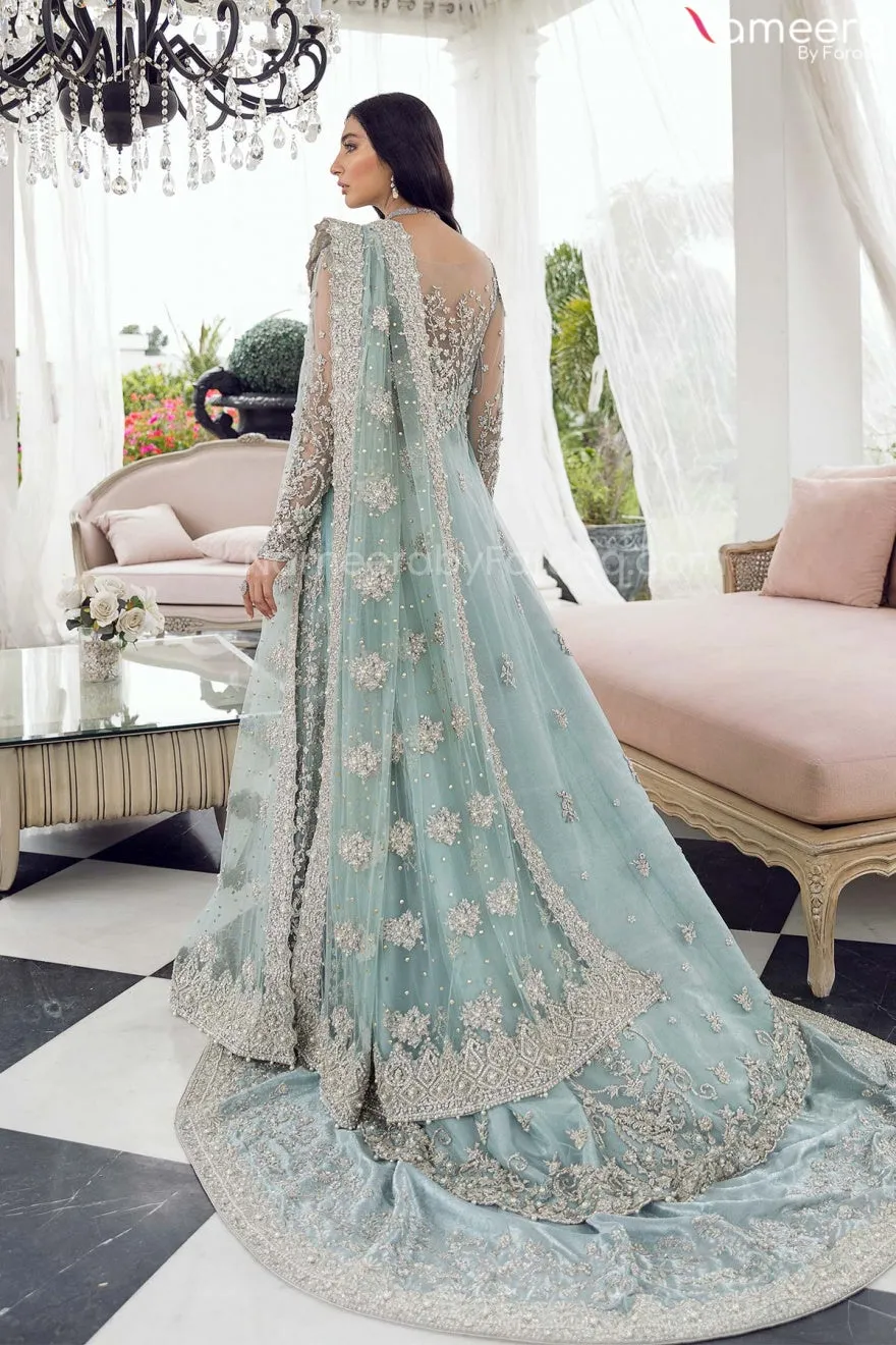 Pakistani Powder Blue Lehenga Choli Bridal Dress #BN986