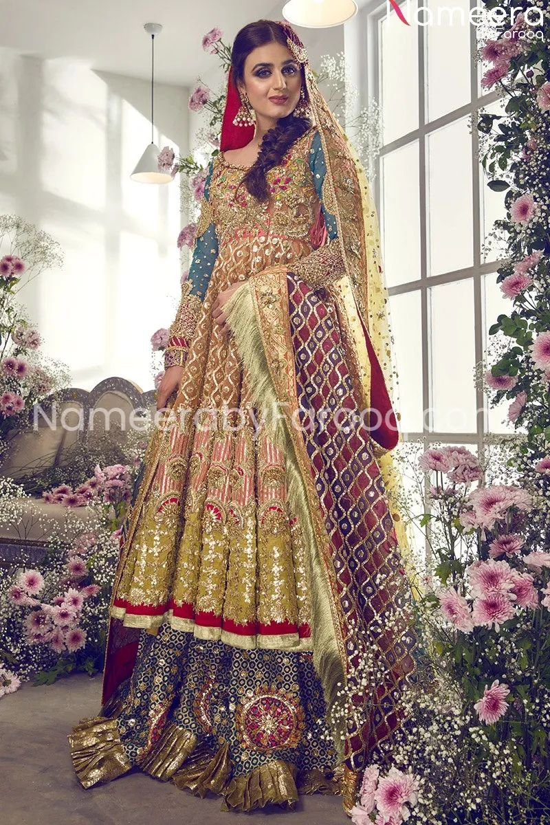 Pakistani Wedding Bridal Gown Frock in Mint #BN168