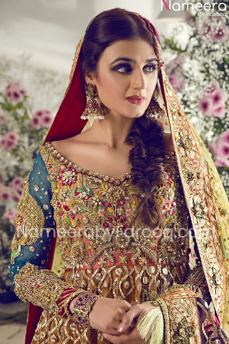 Pakistani Wedding Bridal Gown Frock in Mint #BN168