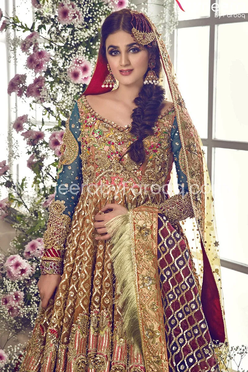 Pakistani Wedding Bridal Gown Frock in Mint #BN168
