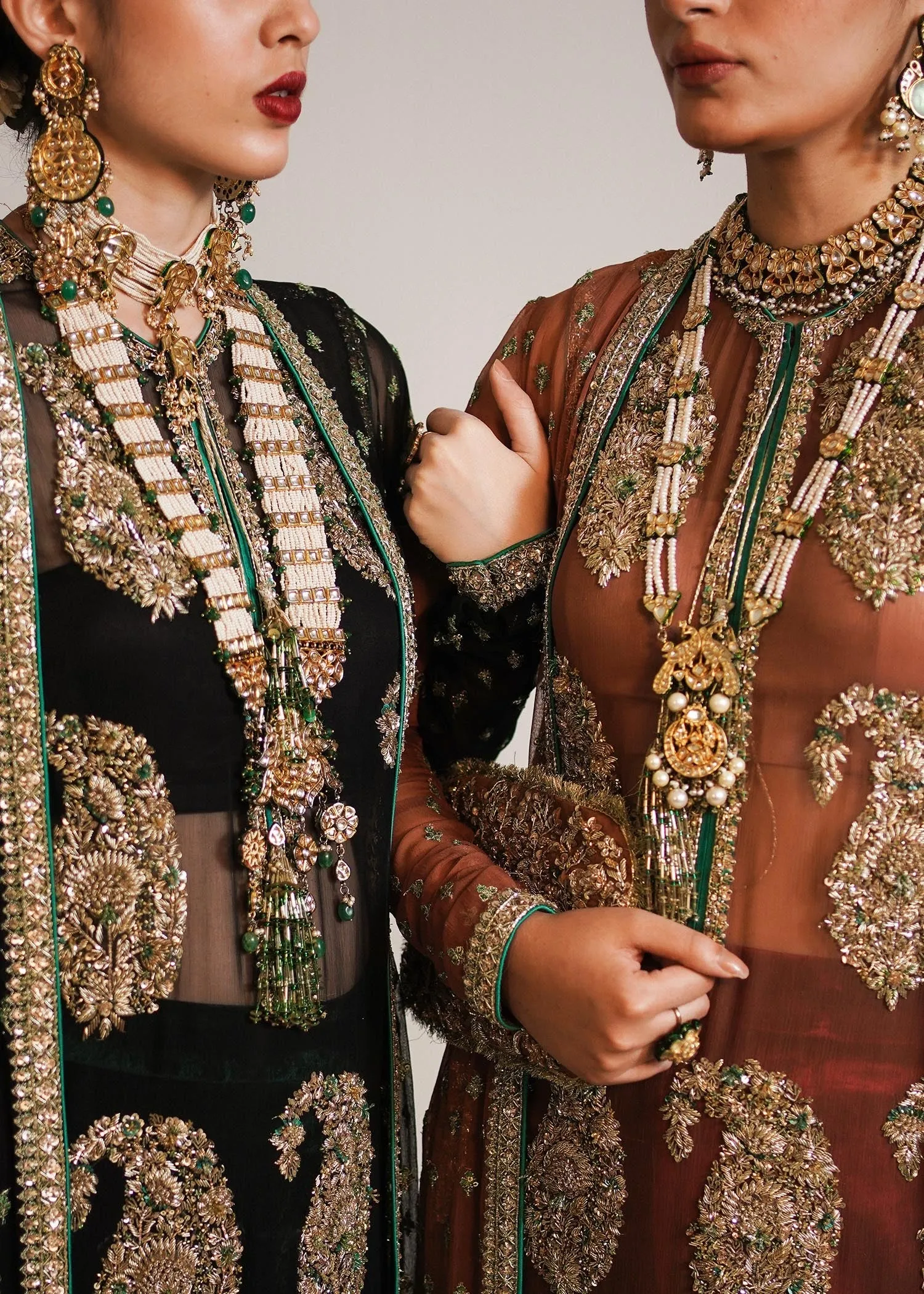 Pakistani Wedding Dress in Brown Sharara and Gown Style