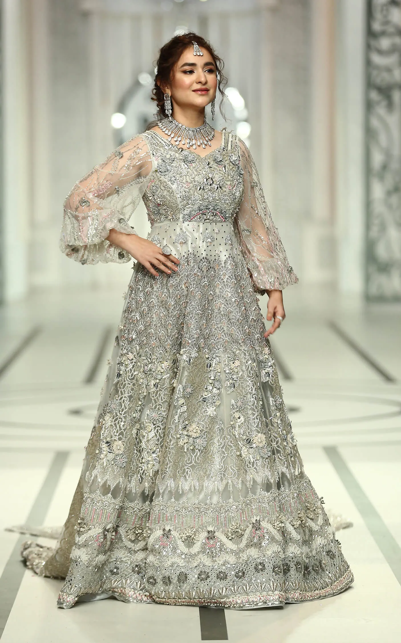 Pakistani Wedding Gown with Lehenga and Dupatta #BS895