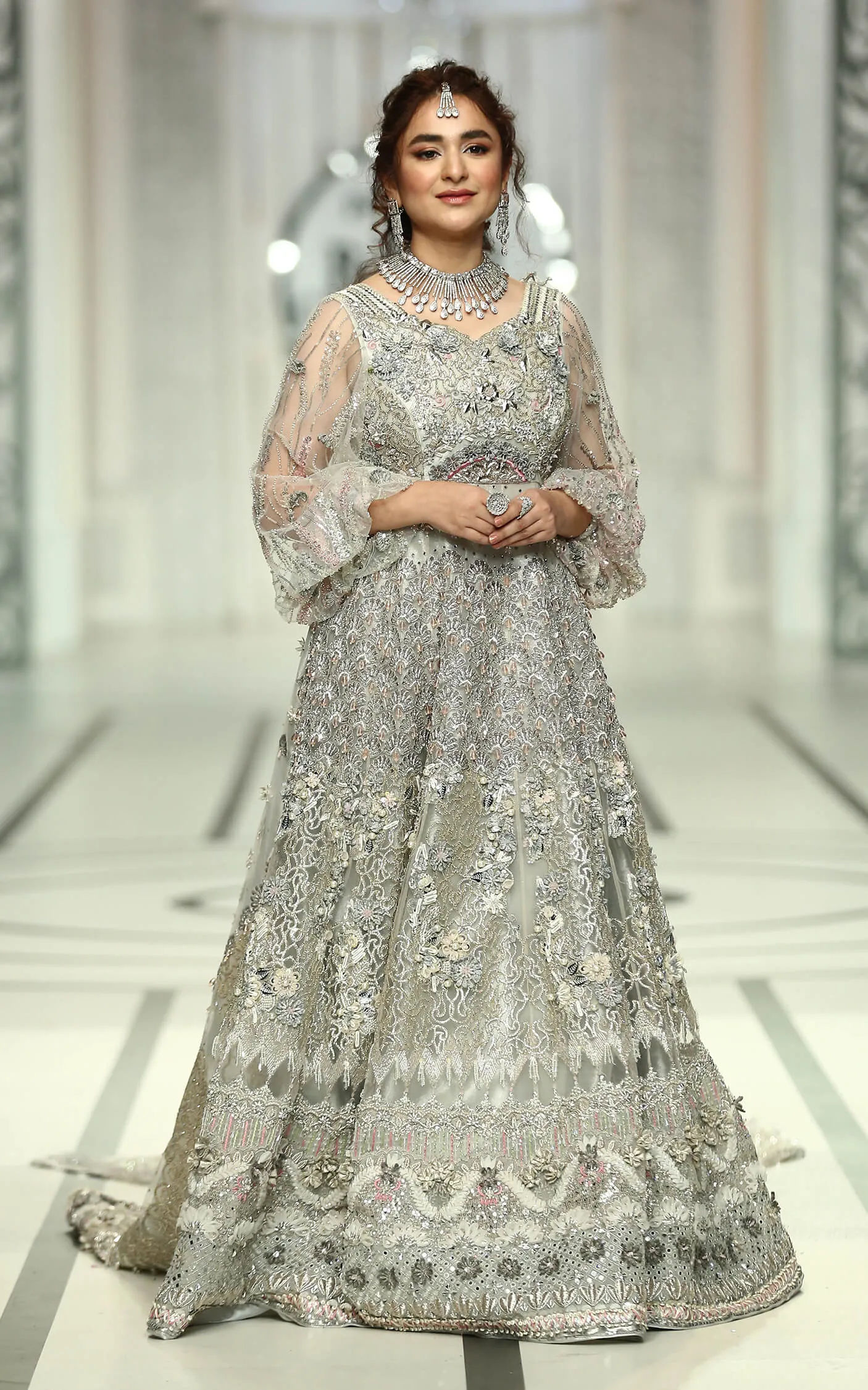 Pakistani Wedding Gown with Lehenga and Dupatta #BS895