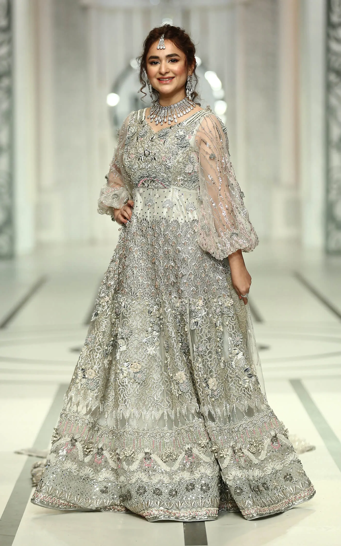 Pakistani Wedding Gown with Lehenga and Dupatta #BS895