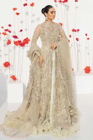 Pakistani White and Golden Wedding Lehenga Frock #BN1113