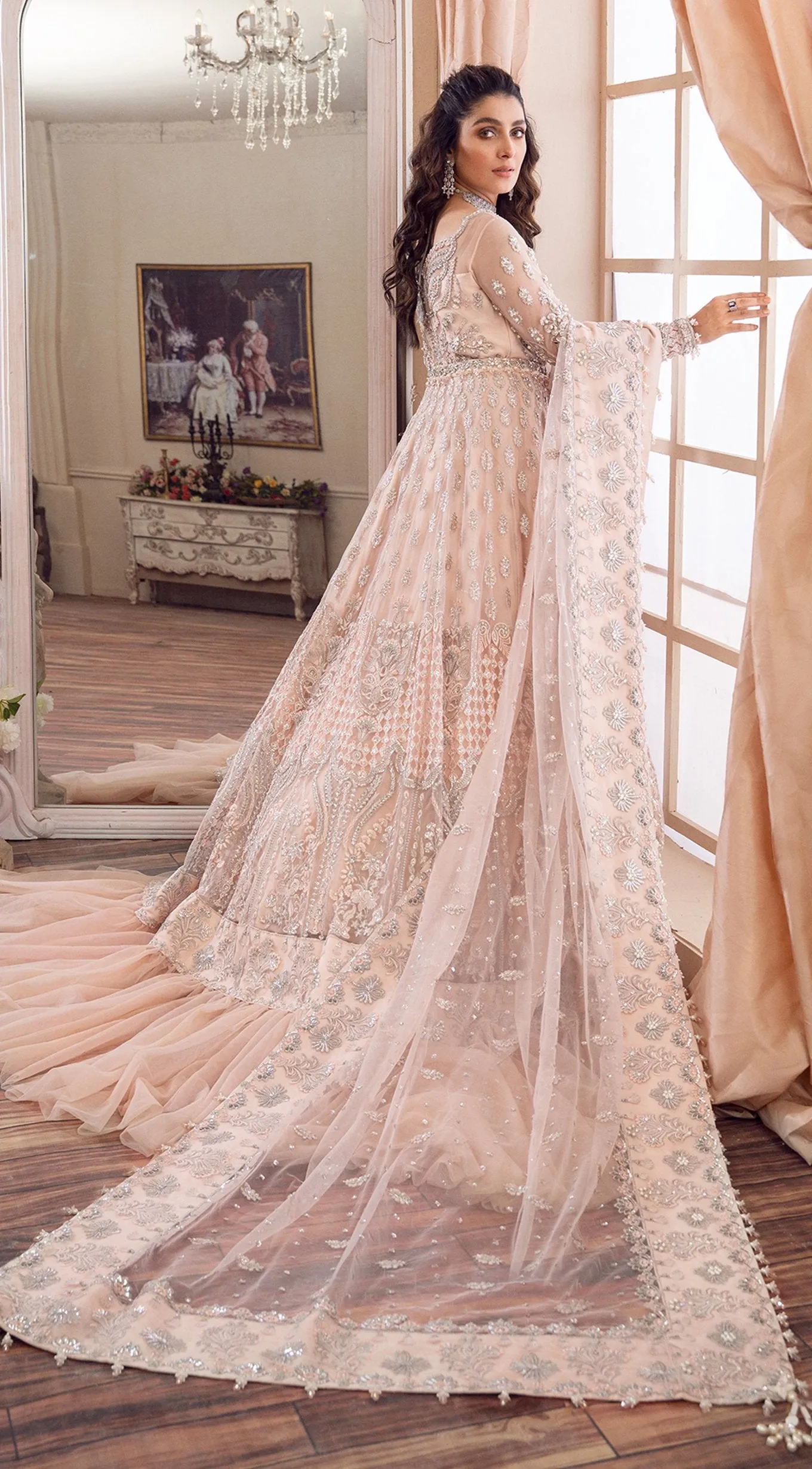Pakistani White Gown Lehenga Dress for Bride #BN1068