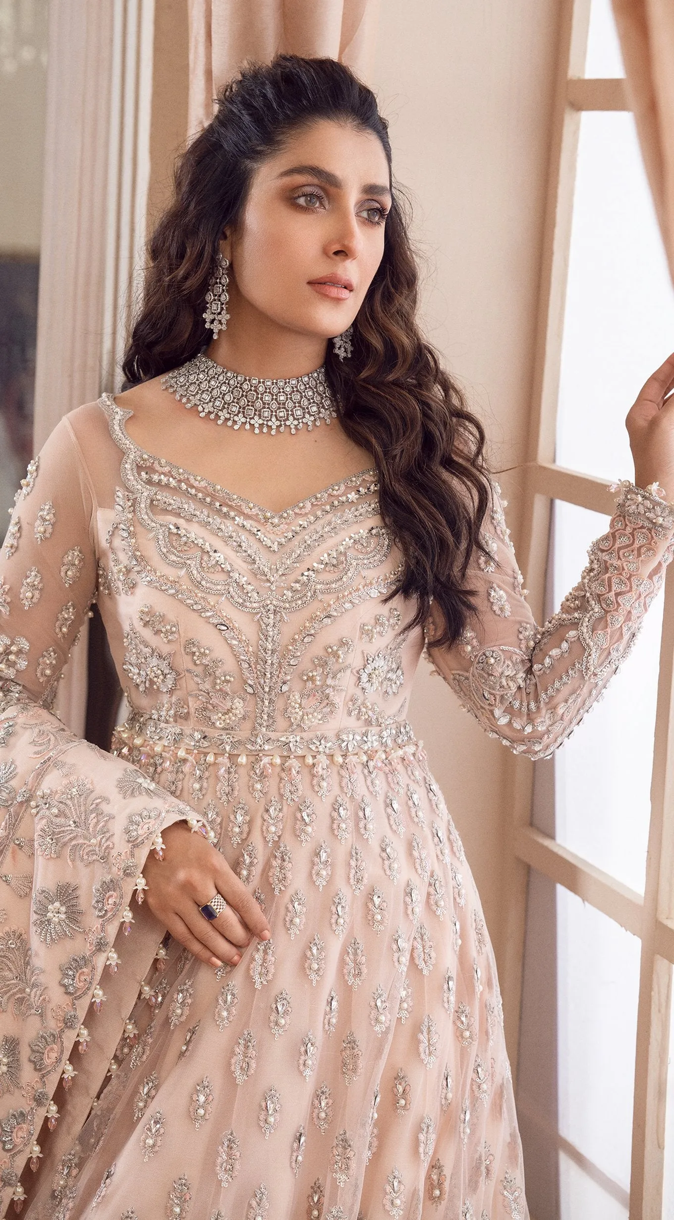 Pakistani White Gown Lehenga Dress for Bride #BN1068