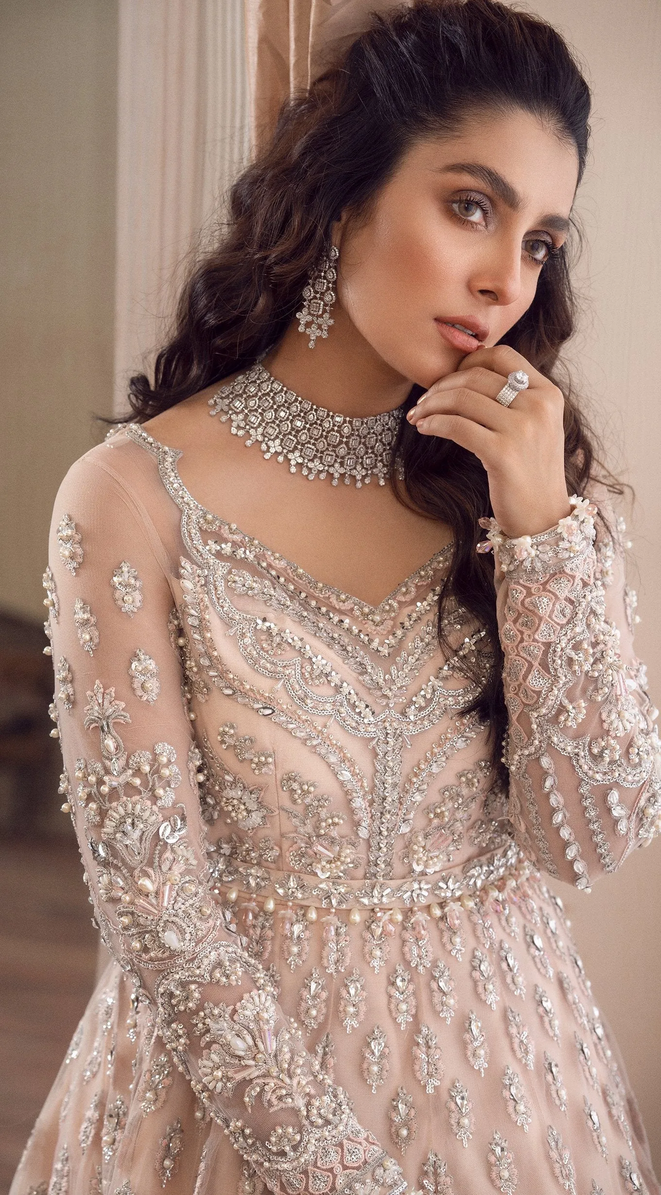 Pakistani White Gown Lehenga Dress for Bride #BN1068