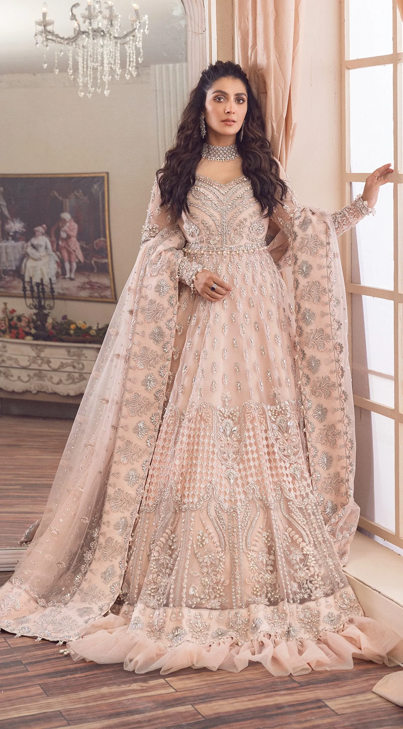 Pakistani White Gown Lehenga Dress for Bride #BN1068