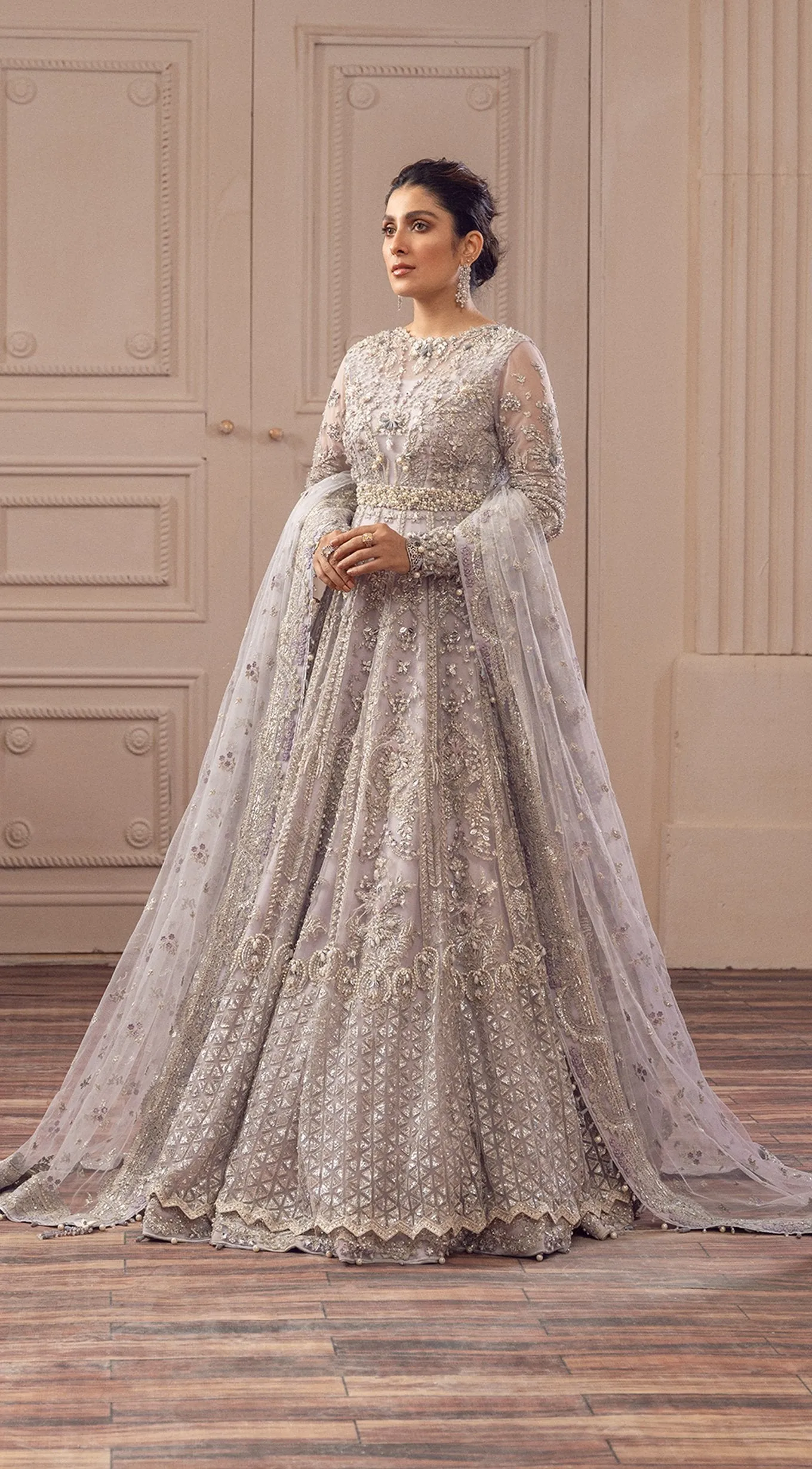 Pakistani White Gown Lehenga Online Bridal Dress #BN1067